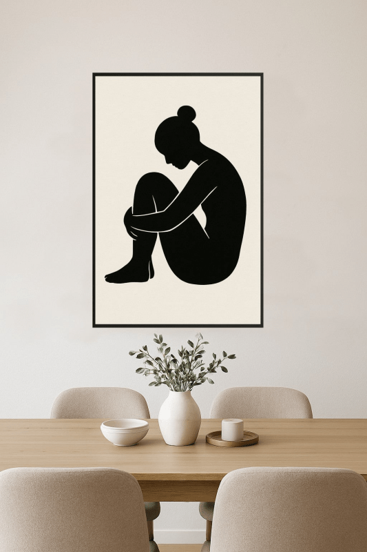 Minimalistyczna Sylwetka Siedzącej Postaci - CasaNookDecor