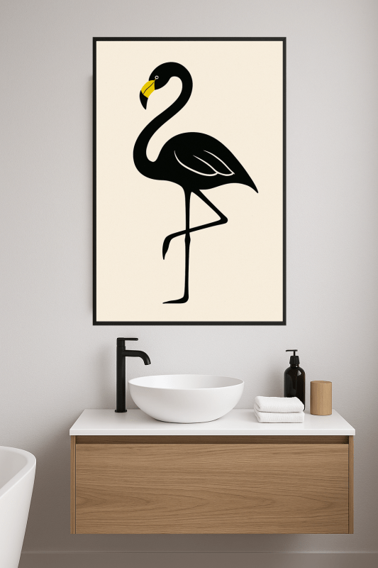 Minimalistyczna Sztuka Czarnego Flaminga - CasaNookDecor