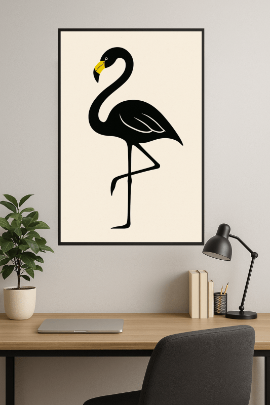 Minimalistyczna Sztuka Czarnego Flaminga - CasaNookDecor