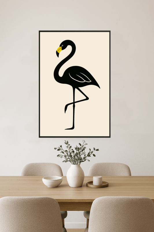 Minimalistyczna Sztuka Czarnego Flaminga - CasaNookDecor