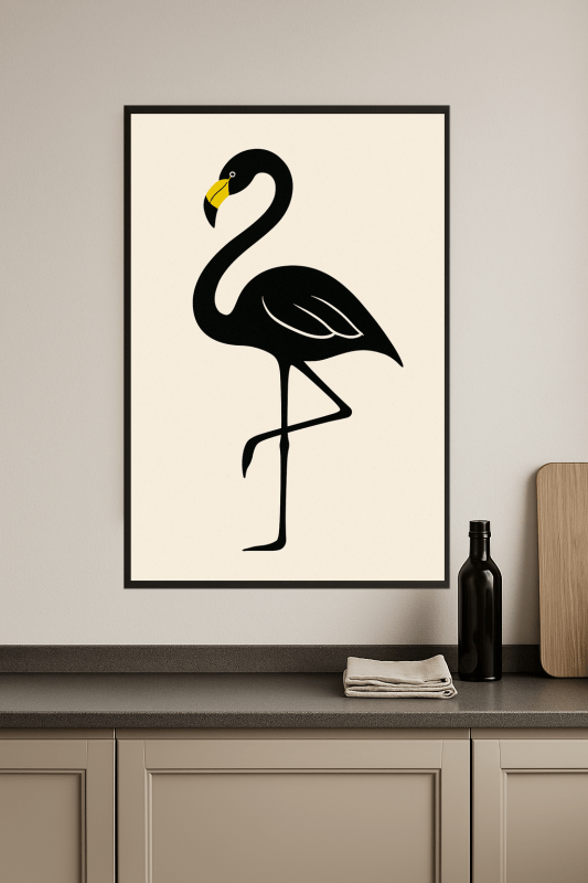 Minimalistyczna Sztuka Czarnego Flaminga - CasaNookDecor