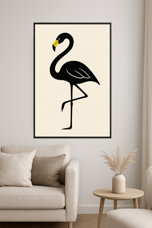 Minimalistyczna Sztuka Czarnego Flaminga - CasaNookDecor