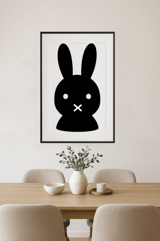 Minimalistyczna Sztuka Czarnego Królika - CasaNookDecor