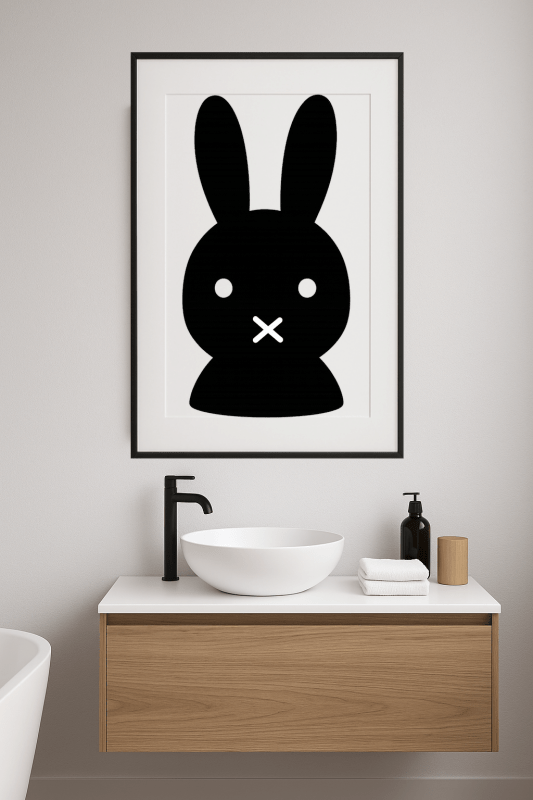 Minimalistyczna Sztuka Czarnego Królika - CasaNookDecor