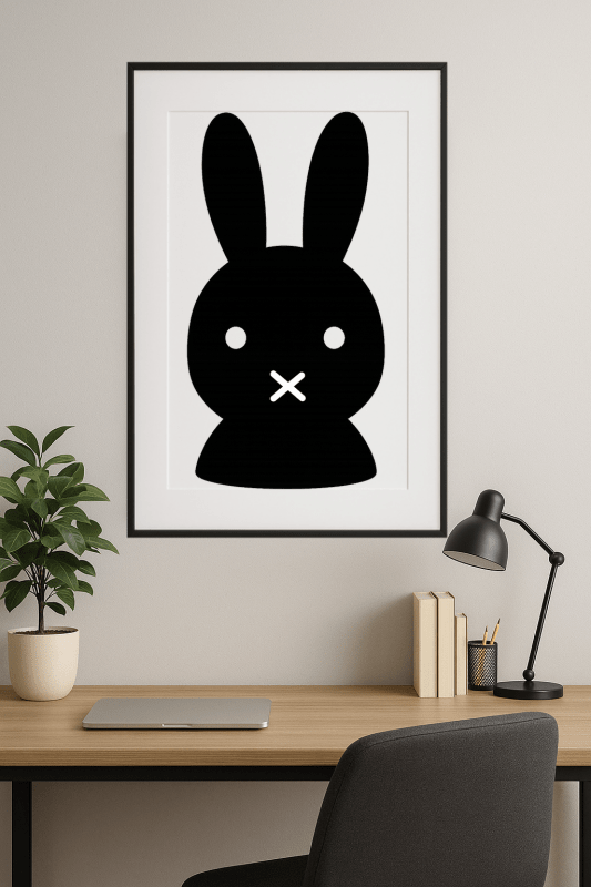 Minimalistyczna Sztuka Czarnego Królika - CasaNookDecor