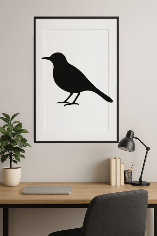 Minimalistyczna Sztuka Czarnego Ptaka - CasaNookDecor