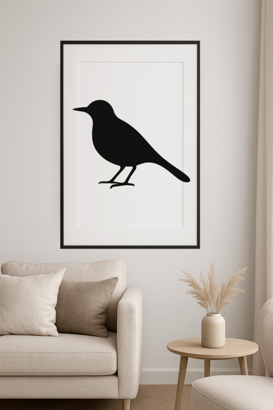 Minimalistyczna Sztuka Czarnego Ptaka - CasaNookDecor