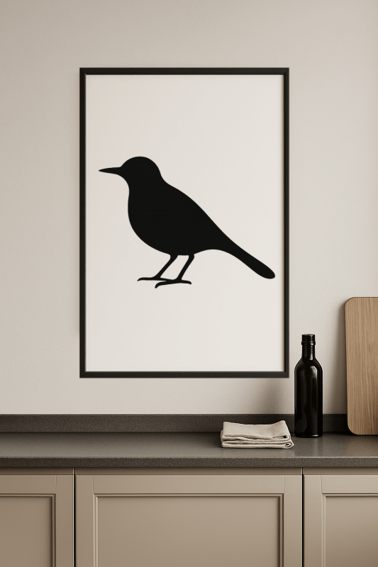 Minimalistyczna Sztuka Czarnego Ptaka - CasaNookDecor