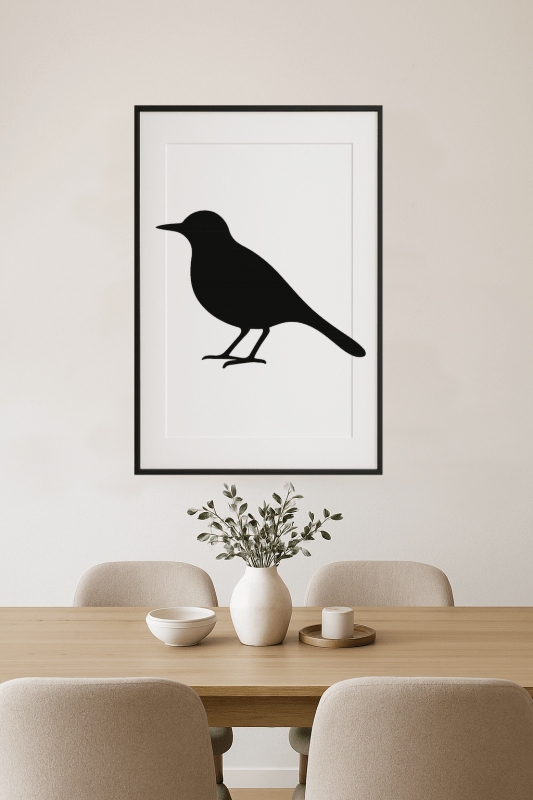 Minimalistyczna Sztuka Czarnego Ptaka - CasaNookDecor