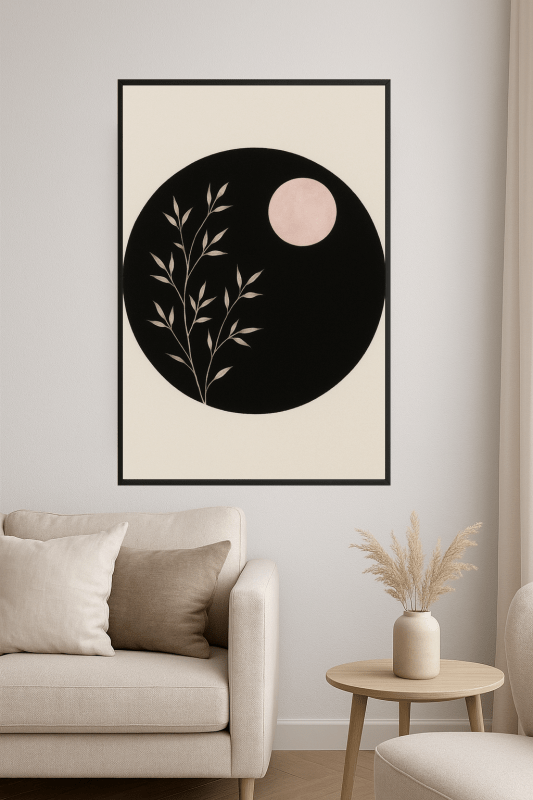 Minimalistyczna Sztuka Księżyca i Roślin - CasaNookDecor