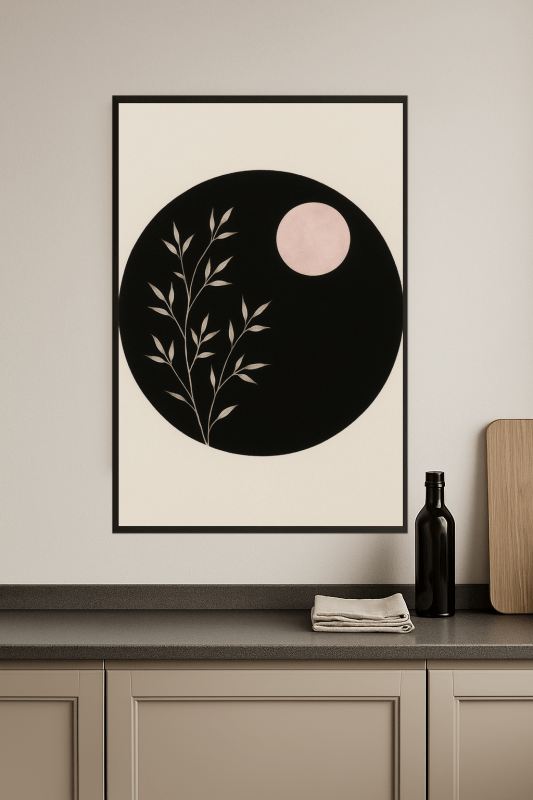 Minimalistyczna Sztuka Księżyca i Roślin - CasaNookDecor