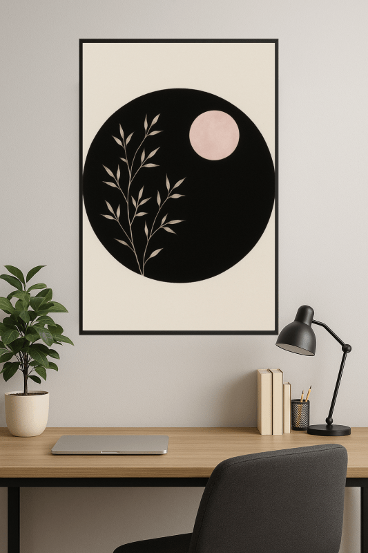 Minimalistyczna Sztuka Księżyca i Roślin - CasaNookDecor
