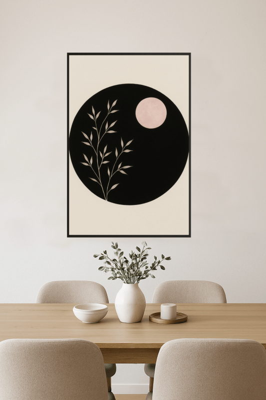 Minimalistyczna Sztuka Księżyca i Roślin - CasaNookDecor