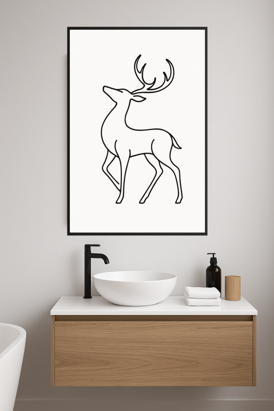 Minimalistyczna Sztuka Linii Jelenia - CasaNookDecor