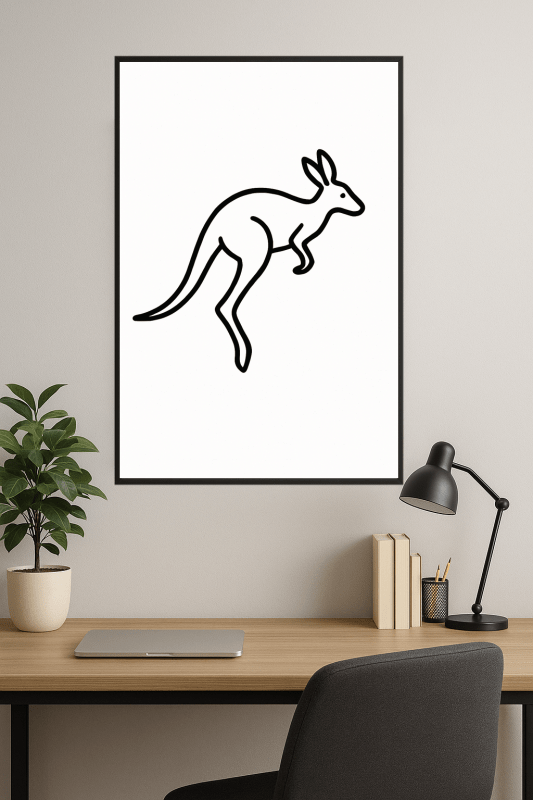 Minimalistyczna Sztuka Linii Kangura - CasaNookDecor