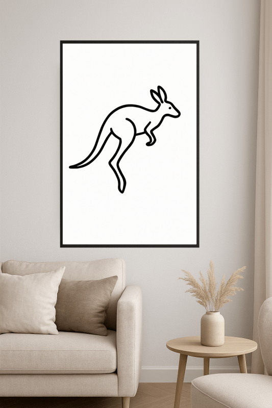 Minimalistyczna Sztuka Linii Kangura - CasaNookDecor