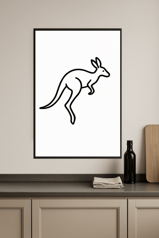 Minimalistyczna Sztuka Linii Kangura - CasaNookDecor