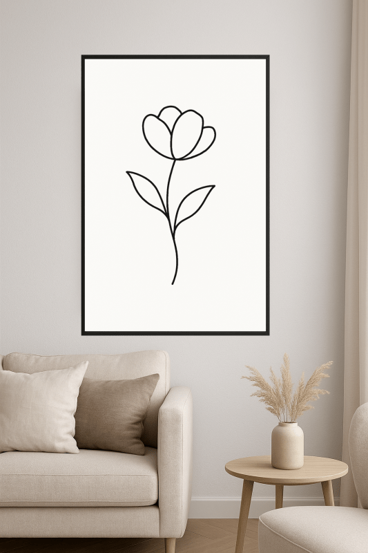 Minimalistyczna Sztuka Linii Kwiatów - CasaNookDecor