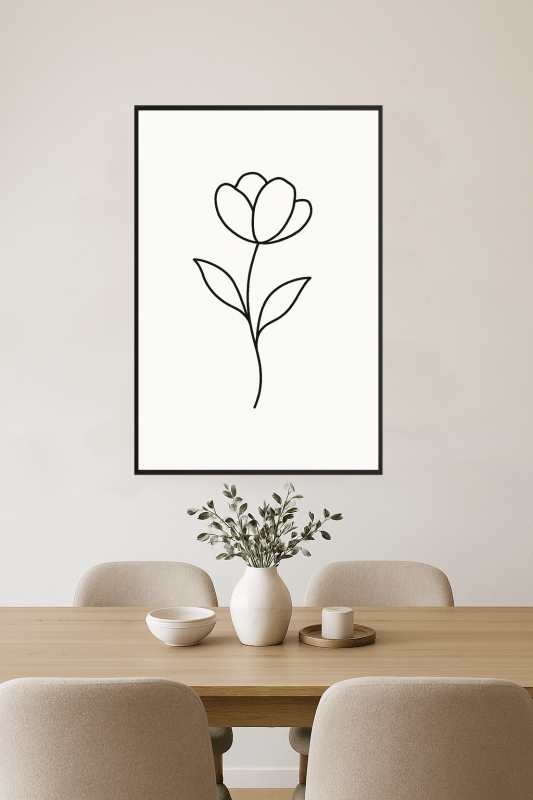 Minimalistyczna Sztuka Linii Kwiatów - CasaNookDecor