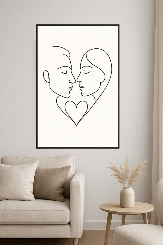 Minimalistyczna Sztuka Linii Miłości - CasaNookDecor