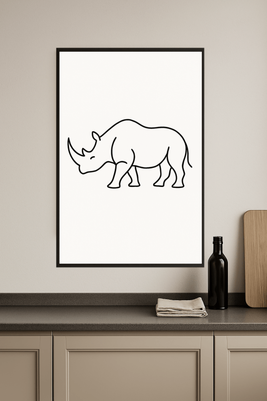 Minimalistyczna Sztuka Linii Nosorożca - CasaNookDecor