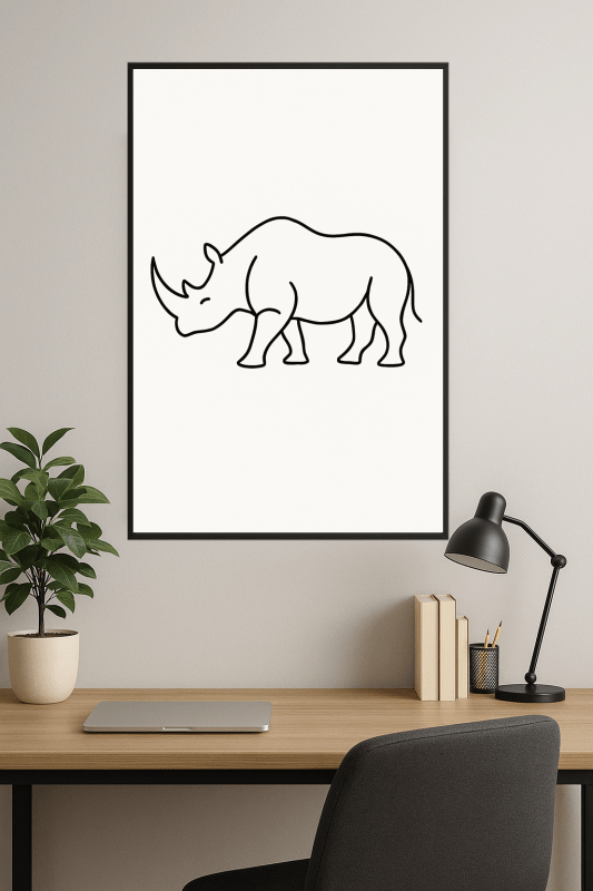 Minimalistyczna Sztuka Linii Nosorożca - CasaNookDecor