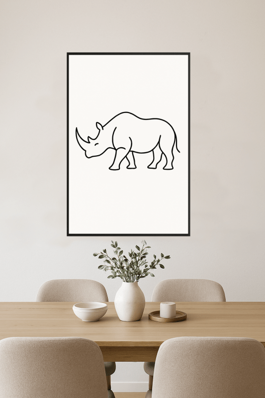 Minimalistyczna Sztuka Linii Nosorożca - CasaNookDecor