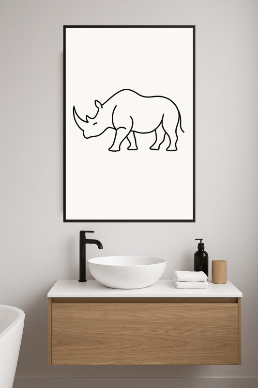 Minimalistyczna Sztuka Linii Nosorożca - CasaNookDecor