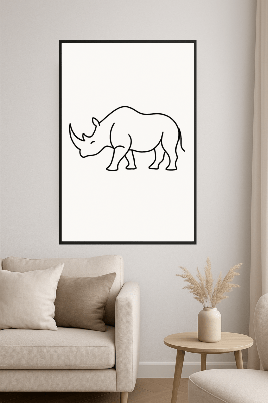 Minimalistyczna Sztuka Linii Nosorożca - CasaNookDecor