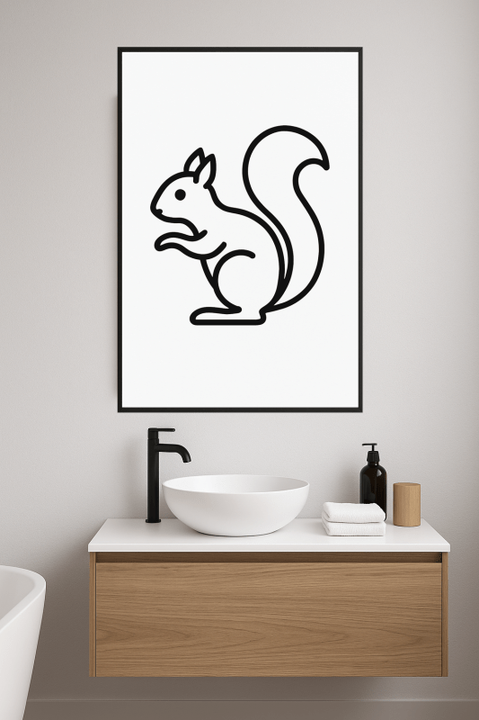 Minimalistyczna Sztuka Linii Wiewiórki - CasaNookDecor
