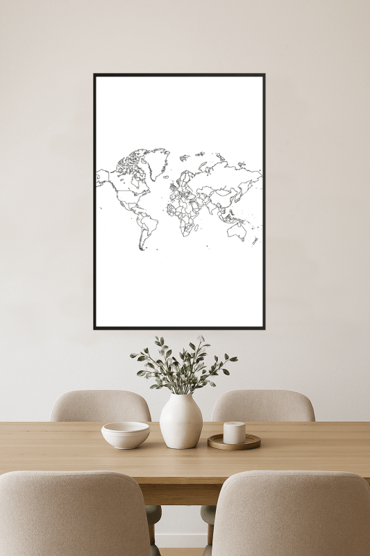 Minimalistyczna Sztuka Mapy Świata - CasaNookDecor