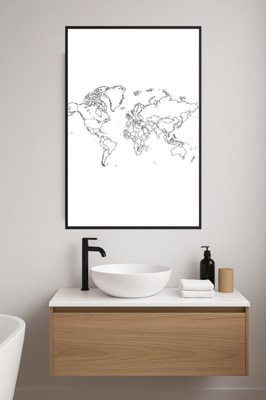 Minimalistyczna Sztuka Mapy Świata - CasaNookDecor