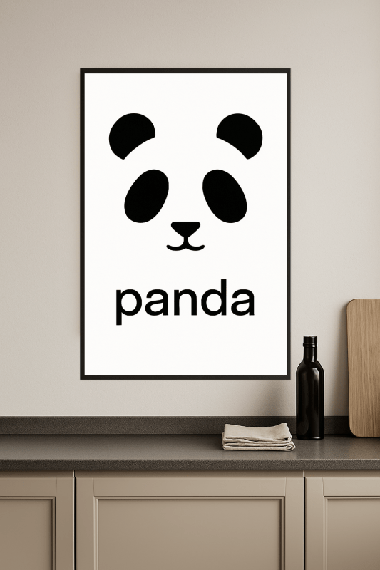 Minimalistyczna Sztuka Twarzy Pandy - CasaNookDecor