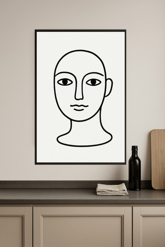 Minimalistyczna Sztuka Twarzy w Linii - CasaNookDecor