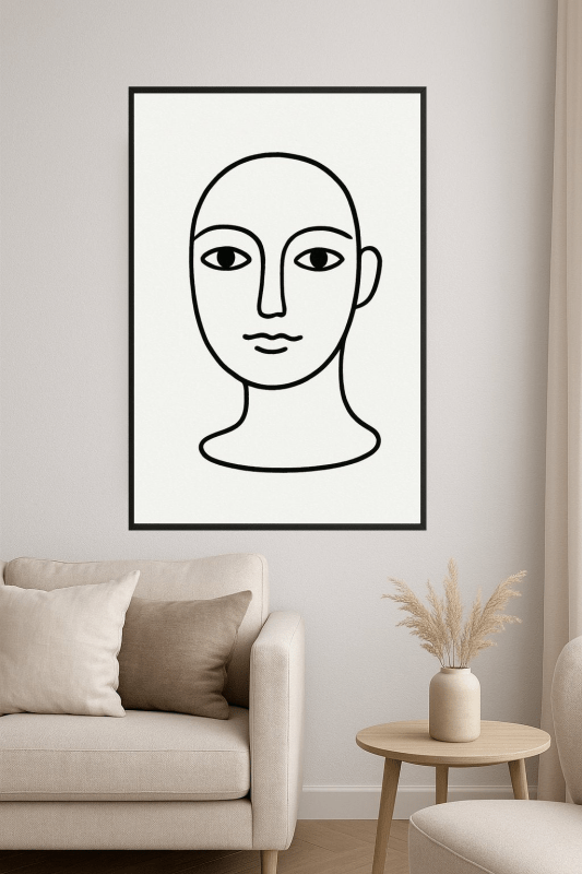 Minimalistyczna Sztuka Twarzy w Linii - CasaNookDecor
