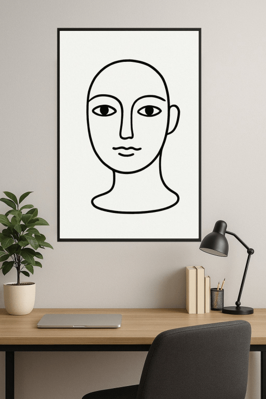 Minimalistyczna Sztuka Twarzy w Linii - CasaNookDecor