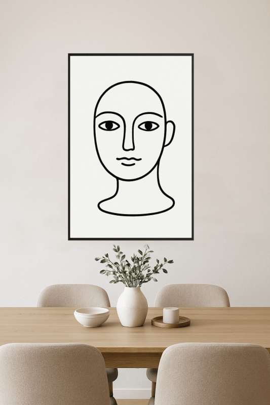 Minimalistyczna Sztuka Twarzy w Linii - CasaNookDecor