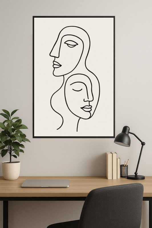 Minimalistyczne Twarze w Linii - CasaNookDecor
