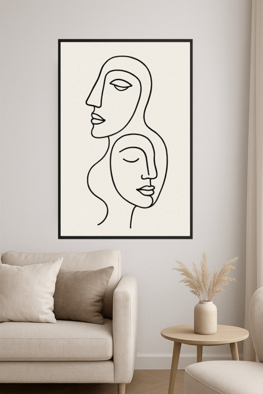 Minimalistyczne Twarze w Linii - CasaNookDecor