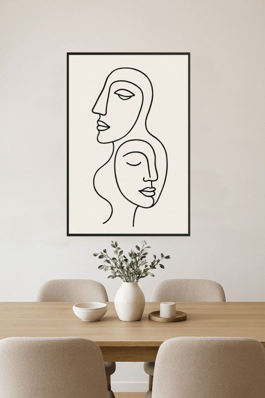 Minimalistyczne Twarze w Linii - CasaNookDecor