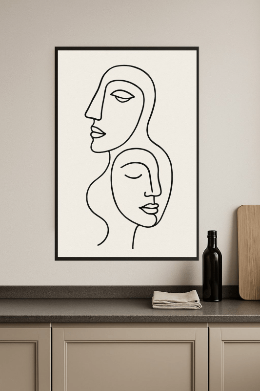 Minimalistyczne Twarze w Linii - CasaNookDecor