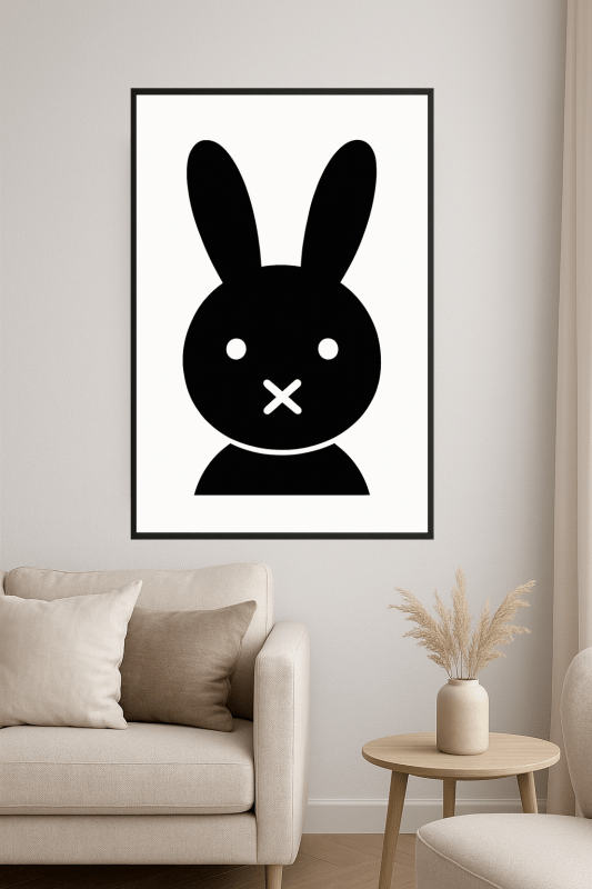 Minimalistyczny Czarny Królik - Plakat Sztuki - CasaNookDecor