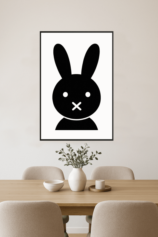 Minimalistyczny Czarny Królik - Plakat Sztuki - CasaNookDecor