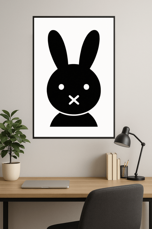 Minimalistyczny Czarny Królik - Plakat Sztuki - CasaNookDecor