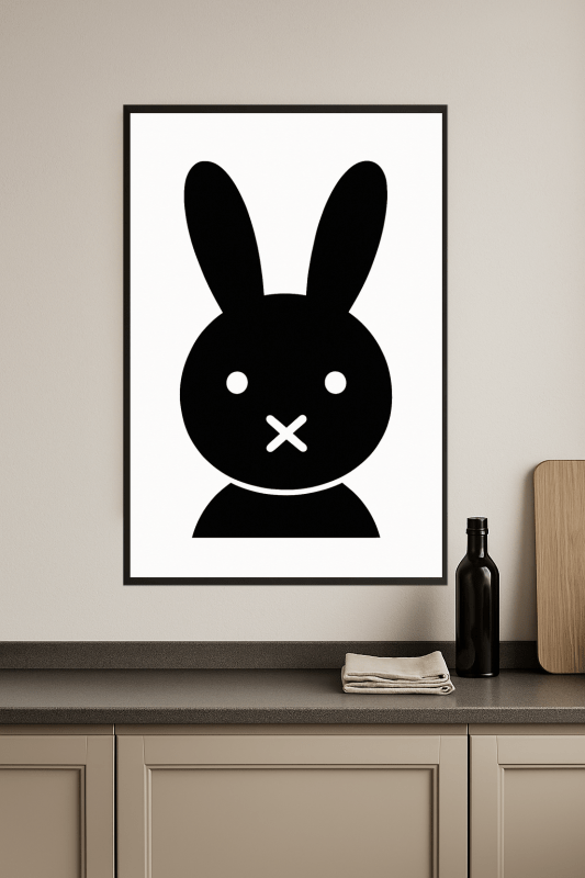 Minimalistyczny Czarny Królik - Plakat Sztuki - CasaNookDecor
