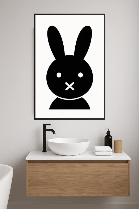 Minimalistyczny Czarny Królik - Plakat Sztuki - CasaNookDecor