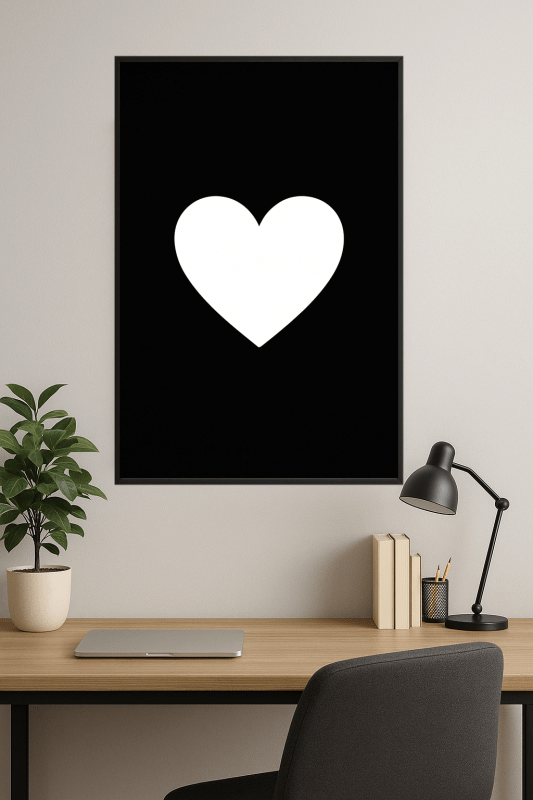 Minimalistyczny Druk Sztuki z Sercem - CasaNookDecor