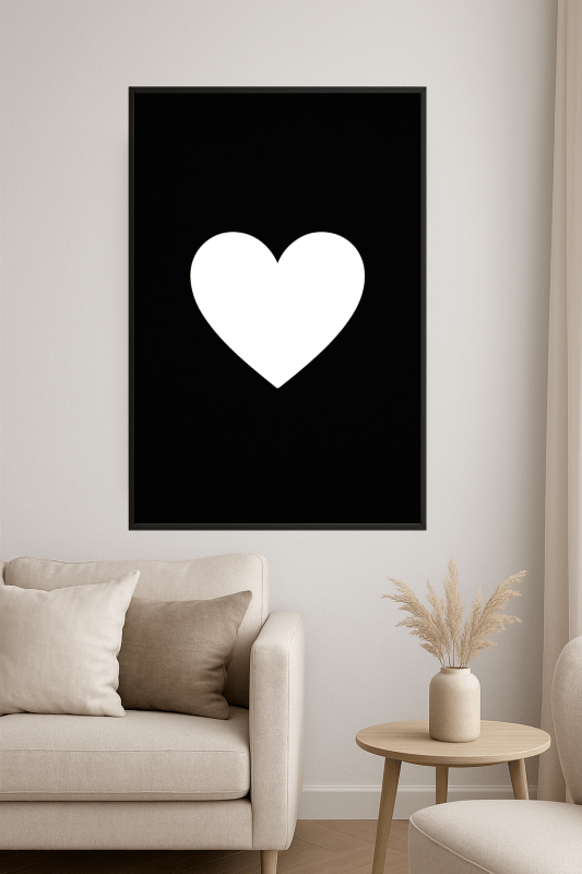 Minimalistyczny Druk Sztuki z Sercem - CasaNookDecor