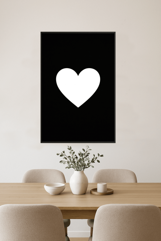 Minimalistyczny Druk Sztuki z Sercem - CasaNookDecor