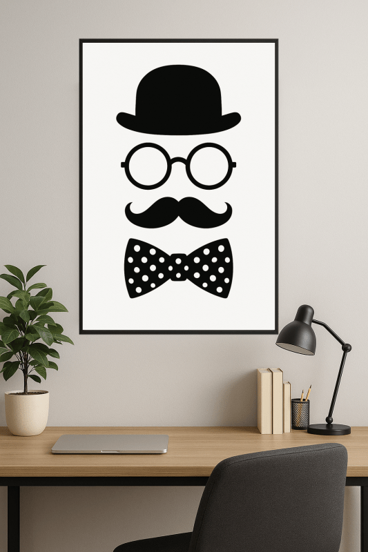 Minimalistyczny Plakat Sztuki Wąsów - CasaNookDecor